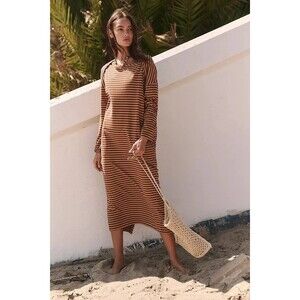 Free People Free Est Tivoli Maxi Dress Striped Printed Oversized Cotton S 283096